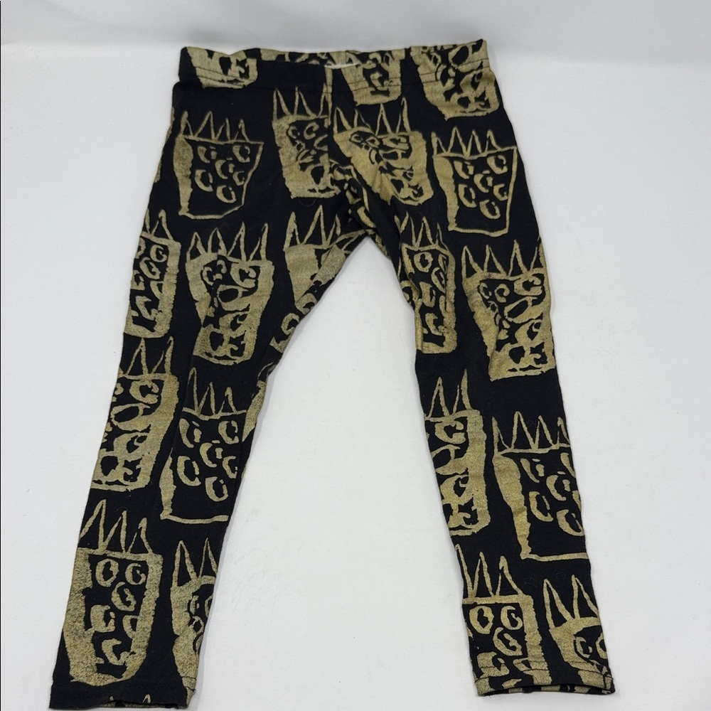 Kids Black and Gold Patterned Leggings 3T. Elastic waist Stretchy